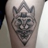 Moderna estilo ponto coxa tatuagem de retrato de gato com borboleta