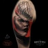 Modern style colored shoulder tattoo of vintage woman face