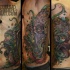 Modern style painted and colored big detailed side tattoo of fantasy octopus