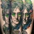 Modern traditional style colored tattoo of Lennon portrait with space