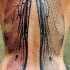 Natural looking black ink whole back tattoo of detailed fly wings