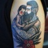 Tatuaje en el brazo, padre e hijo, tema náutico