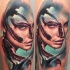 Neue Schule Stil farbiges Schulter Tattoo mit blutiger Frau