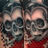 New school style colored smoking skull tattoo