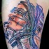 New school style colored tattoo of biomechanical human