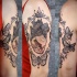 Tatuaje en el brazo,
corazón y mariposa, estilo nuevo