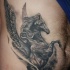 bel cavallo scuro pegasus con ali tatuaggio su costolette