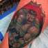 Old cartoon style colored evil Hulk tattoo
