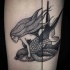 Tatuaje  de sirena volando a pájaro