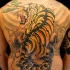 Oriental style tiger large tattoo  on back