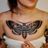 Ornamental style colored chest tattoo of butterfly with ornaments