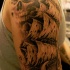 Pirate ghost ship and skull tattoo