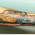 macchina da corsa tatuaggio sul braco