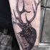 Realismus Stil farbiges Unterarm Tattoo mit großem Hirsch