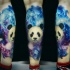 Realism style colored leg tattoo of big Panda bear