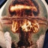 Realism style colored shoulder tattoo of large nuke blast