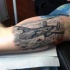 Realismus Stil farbiger WW2 Bomber Tattoo an der Schulter