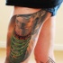Realism style cool looking thigh tattoo of suspension
