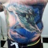 Realism style detailed large sharks tattoo on chest and belly