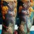 Realism style multicolored tattoo of antic tribe man