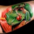 Tatuaje de ranas realistas con ojos rojos