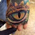 Realistic looking hand tattoo of dragon eye