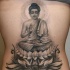 Tatuaje en la espalda, buda medita en loto grande
