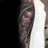 Religious style large sleeve tattoo of praying woman