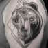 Tatuagem de ombro de tinta preta tipo ponto separado de caveira de animal com cabeça de ursos