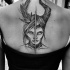 Tatuaje de la parte superior de la parte posterior de la tinta negra por Inez Janiak de mujeres demoníacas