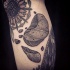 Simple black ink leg tattoo of broken  stone