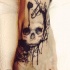 Tatuagem simples pé ponto estilo de crânio humano