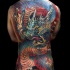 Simple illustrative style whole back tattoo of big dragon