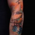 Simple image style arm tattoo of gorgeous sailing ship
