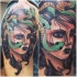 Tatuaje en el hombro, Medusa Gorgona mala, estilo old school
