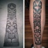 Tatuaje en la pierna, tótem tribal simple, tinta negra