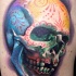 Tatuaje en el brazo, cráneo volumétrico