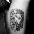Pequeño tatuaje de pierna de estilo de punto simple de cabeza de león