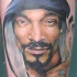 Smiling lifelike naturally colored Snoop Dog portrait in realism style