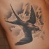Tatuaggio sul fianco la rondine nera