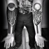 Spectacular blackwork style forearm tattoo of trees with moon
