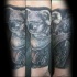 Stippling style black ink forearm tattoo of lifelike koala bear