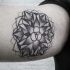Stippling style black ink ornamental flower