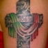 CROCE DI PIETRA CON BANDIERA ITALIA TATUAGGIO