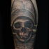 Mauerwerk Stil Arm Tattoo von  Skelett mit Hut