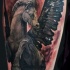 Stonework style colored tattoo of Pegasus horse statue