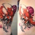 Altamente fortemente colorido pintado por Joanna Swirska lado tatuagem de raposa bonito