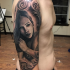 Stunning colored shoulder tattoo of sweet woman portrait