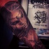 meraviglioso dipinto molto realistico ragazza vampira sanguinata tatuaggio su gamba
