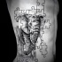Stupore puzzle a forma di inchiostro nero a forma di tatuaggio creativo stilizzato con elefante